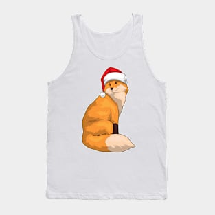 Fox Christmas Santa hat Tank Top